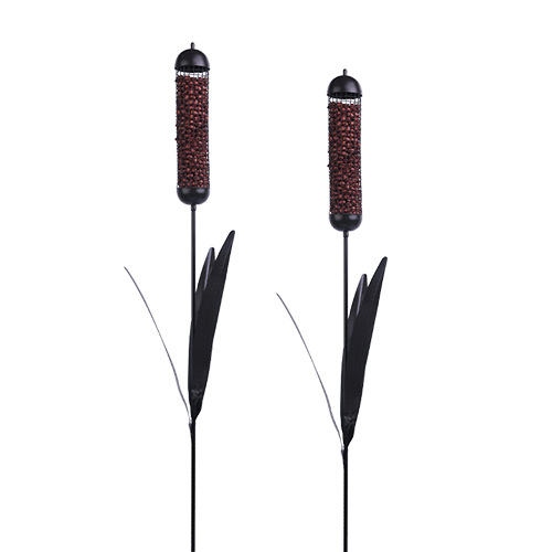 Cattail-Design Bird Feeder with 1L Capacity Metal with Unique Reed Shape Modern Bird Feeder for Outd